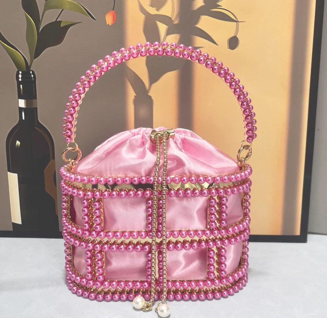 (Free Shipping)(Tariffs included in price) Diamond Metal Birdcage Dress Handbag Women's Chain Clutch Evening Bag