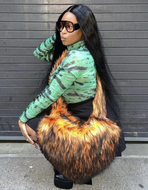 Load image into Gallery viewer, (Free Shipping)(Tariffs included in price) Woman's Faux Fur Heart Shaped Shoulder Crossbody Bag Winter Fur HandBags for women Female Clutch Purse Messenger Bag
