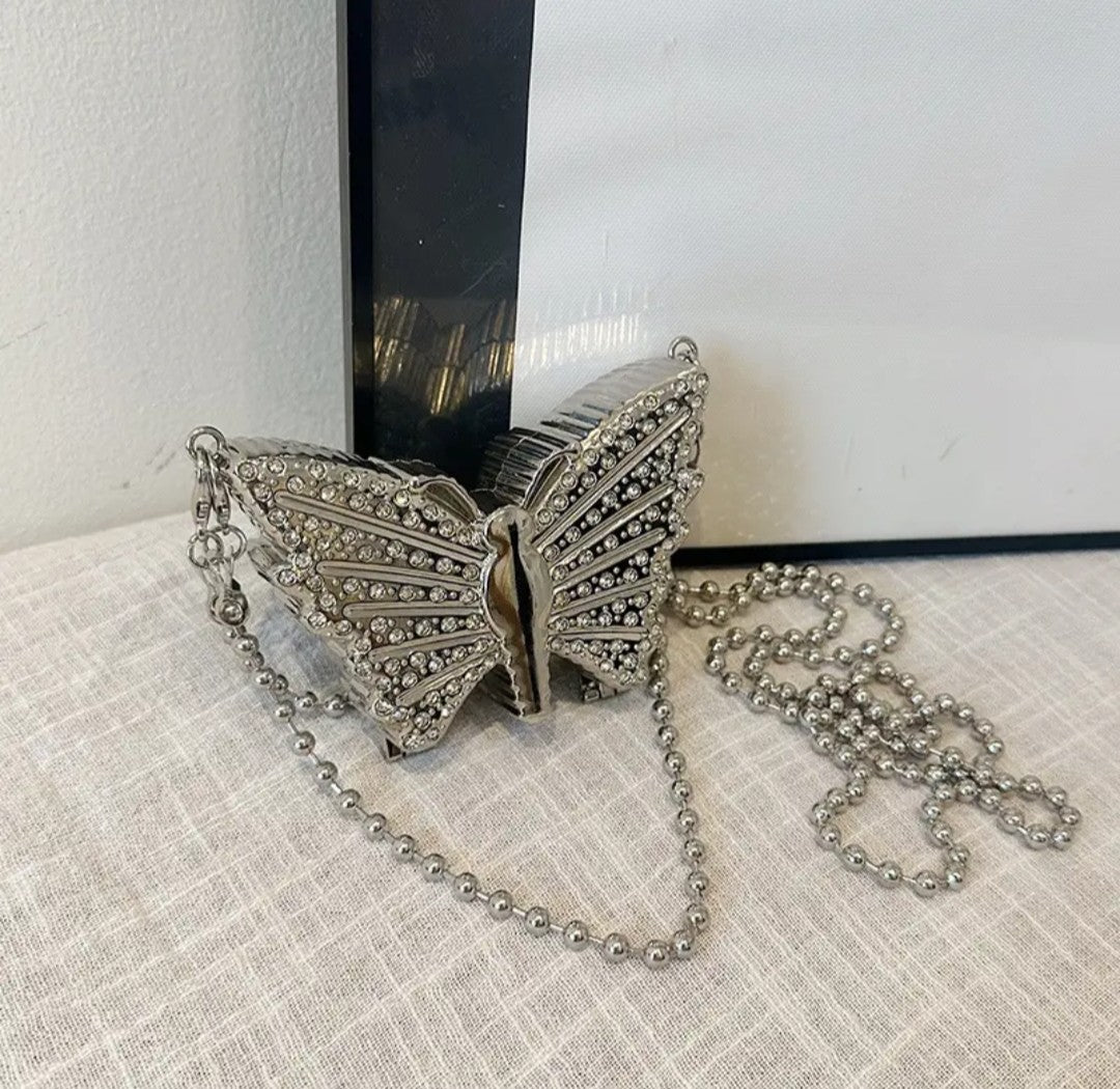 (Free Shipping)(Tariffs included in price) Metal Mini Butterfly Small Shoulder Crossbody Bags for Women Luxury Party Evening Handbags and Purses Female Diamond Clutches
