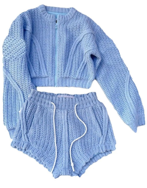 Load image into Gallery viewer, (Free Shipping)(Tariffs included in price) Loose Sports Sweater Top High Waist Shorts 2 Piece Set For Women
