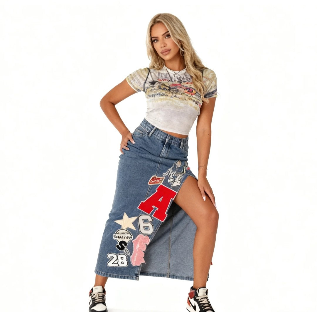 (Free Shipping)(Tariffs included in price)Retro High Quality 2025 Fashion Denim Jeans Stylish Midi Womens Skirts