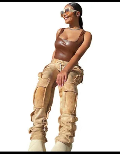 Load image into Gallery viewer, (Free Shipping)(Tariffs included in price) Girls Drawstring Pockets Thick Leg Jogger Sweat Pants
