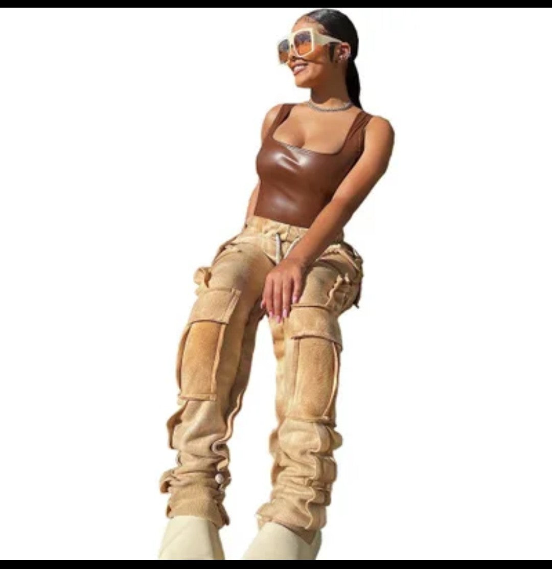 (Free Shipping)(Tariffs included in price) Girls Drawstring Pockets Thick Leg Jogger Sweat Pants