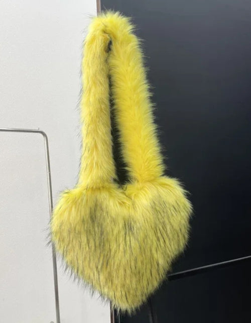 Load image into Gallery viewer, (Free Shipping)(Tariffs included in price) Woman's Faux Fur Heart Shaped Shoulder Crossbody Bag Winter Fur HandBags for women Female Clutch Purse Messenger Bag
