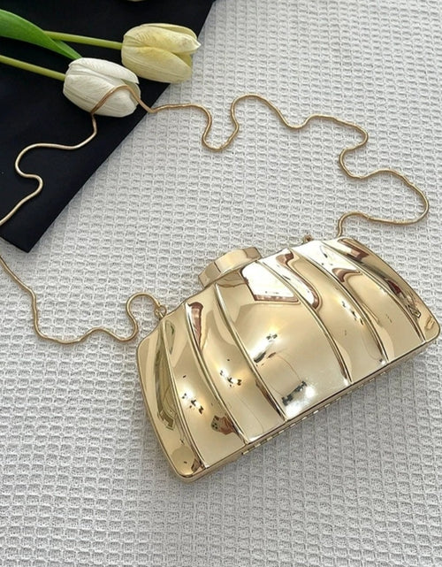 Load image into Gallery viewer, (Free Shipping)(Tariffs included in price) Designer Acrylic Square/Oval Shape Clutch Bag Gold Women Evening Party Bag Shiny Metal Shoulder Crossbody Bags Small Purse
