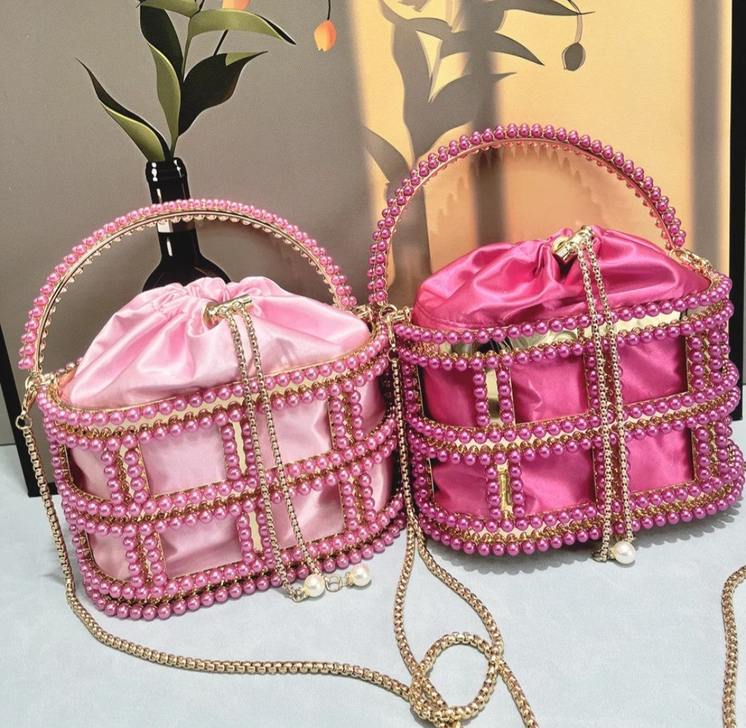 (Free Shipping)(Tariffs included in price) Diamond Metal Birdcage Dress Handbag Women's Chain Clutch Evening Bag