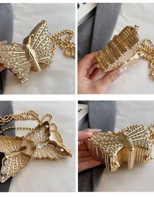 Load image into Gallery viewer, (Free Shipping)(Tariffs included in price) Metal Mini Butterfly Small Shoulder Crossbody Bags for Women Luxury Party Evening Handbags and Purses Female Diamond Clutches
