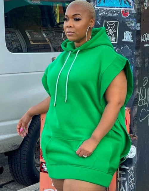 Load image into Gallery viewer, (Free Shipping)(Tariffs included in price) Ladies Spring solid color sleeveless hoodie dress cheap casual women dresses
