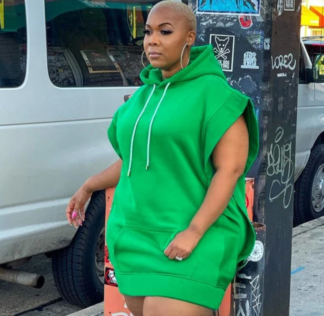 (Free Shipping)(Tariffs included in price) Ladies Spring solid color sleeveless hoodie dress cheap casual women dresses