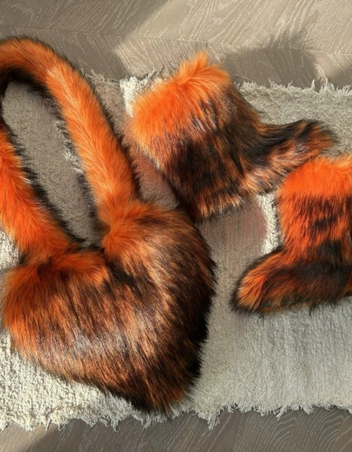 Load image into Gallery viewer, (Free Shipping)(Tariffs included in price) Fashion Forward Fur Shoulder Handbags Spicy Girls Faux Fur Boots and Bag Set Women Purse Furry Boots Matching Set
