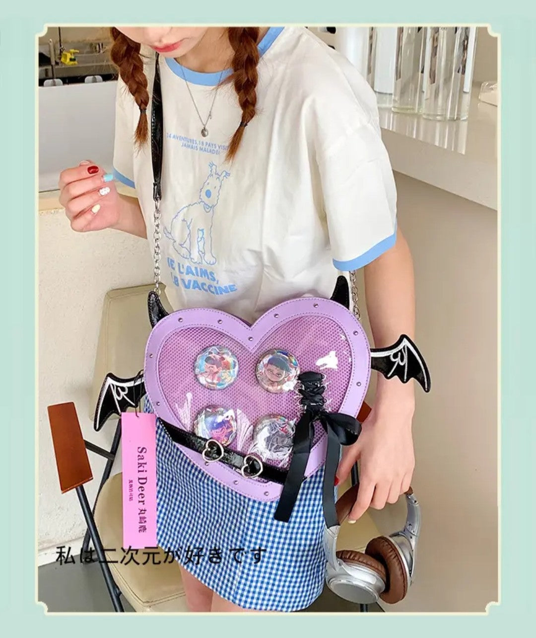 (Free Shipping)(Tariffs included in price) Love Heart Design bag Women New Transparent Crossbody Bags Girls Purses and Handbags Bag for Girls Uniform Bag