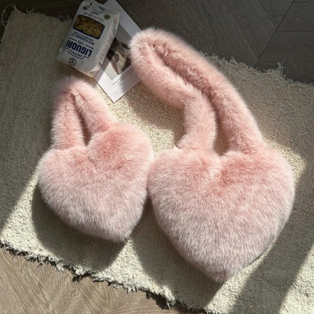 (Free Shipping)(Tariffs included in price) Fuax Fur Feather Love Heart Shaped Underarm Bag Ladies Trendy Long Tassel Plush Shoulder Bag Large Capacity Tote Handbag