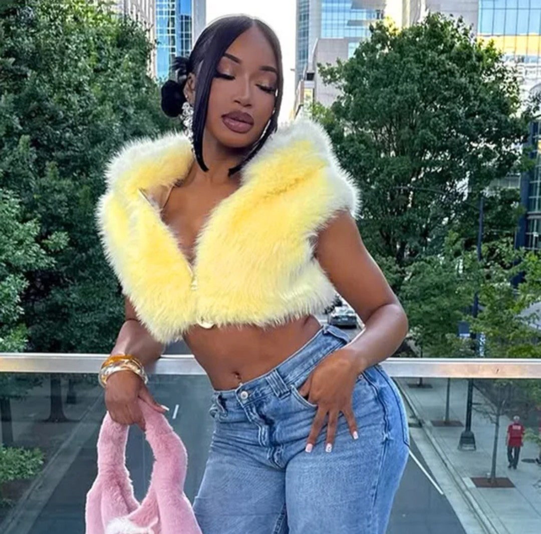 (Free Shipping)(Tariffs included in price) Women's fall winter hooded plush fur vest jacket