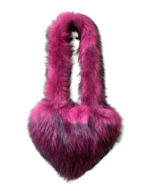 Load image into Gallery viewer, (Free Shipping)(Tariffs included in price) Woman's Faux Fur Heart Shaped Shoulder Crossbody Bag Winter Fur HandBags for women Female Clutch Purse Messenger Bag
