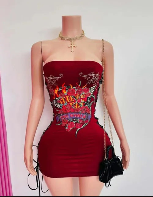 Load image into Gallery viewer, (Free Shipping)(Tariffs included in price) Summer Fashion Y2K Short Dress Retro Designer Printed Tight Lace Up Sexy Party Dress for Women
