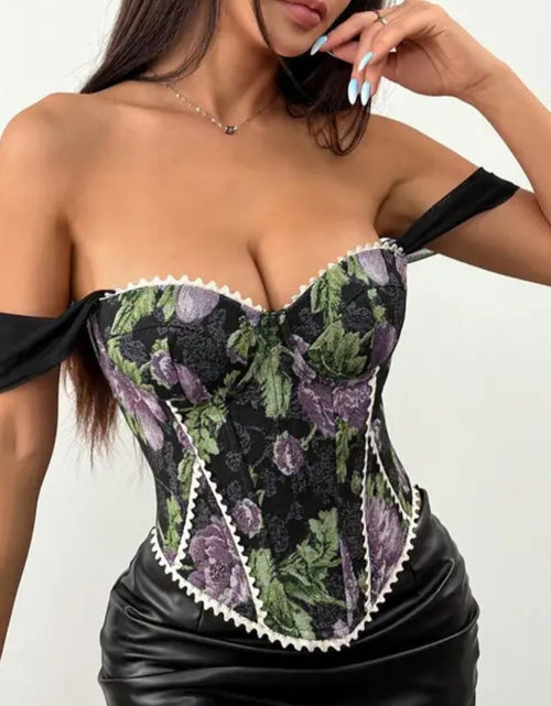 Load image into Gallery viewer, (Free Shipping)(Tariffs included in price) Vintage French bustier Top Jacquard Lace Corset with Boning Padding Retro style Baroque
