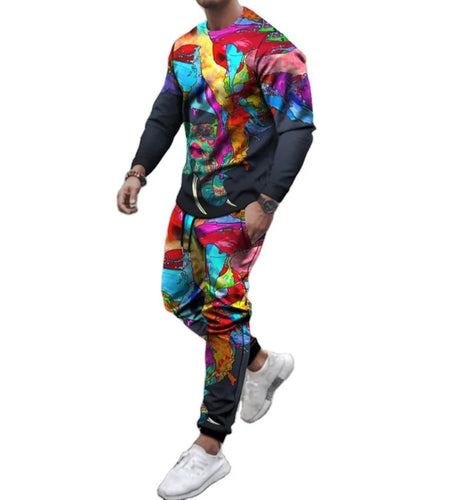 (Free Shipping)(Tariffs included in price) Men's Summer Hip Hop Street Tracksuit Casual Hoodie and Pants Jogging Suit with 3D Print
