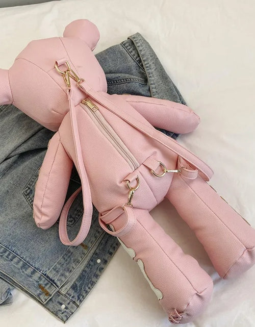 Load image into Gallery viewer, (Free Shipping)(Tariffs included in price) Funny Skeleton Bear Backpack PU Leather Artistic Personality Thriller Single Shoulder Crossbody Backpack Halloween Backpacks
