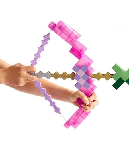 (Free Shipping)(Tariffs included in price) Pixelated Bow and Arrow Kids Building Toy Archery Set Girls And Boys Fun Play Shoots Up To 20 FT Outdoors