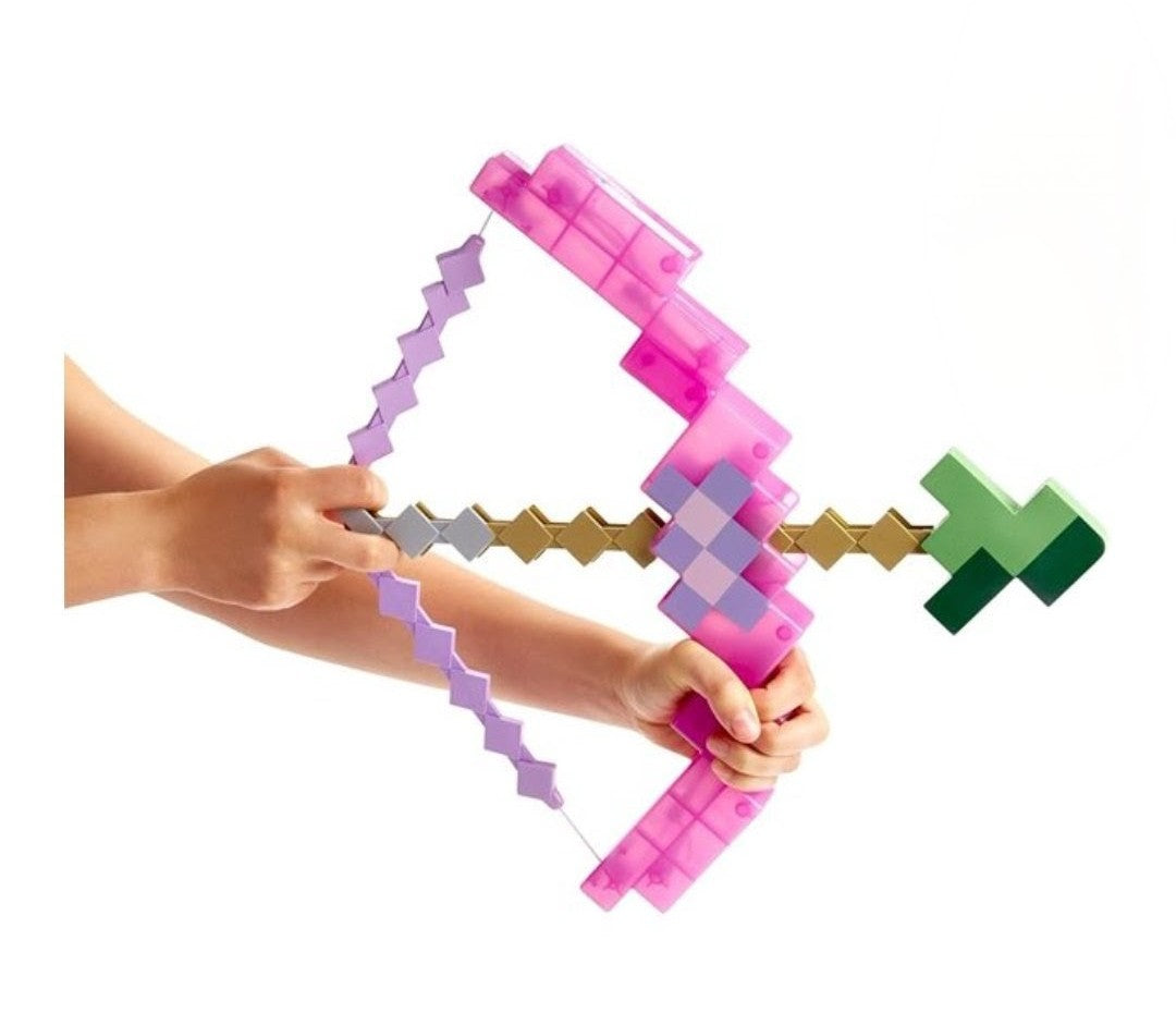 (Free Shipping)(Tariffs included in price) Pixelated Bow and Arrow Kids Building Toy Archery Set Girls And Boys Fun Play Shoots Up To 20 FT Outdoors