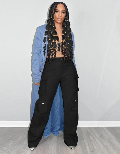 Load image into Gallery viewer, (Free Shipping)(Tariffs included in price) Women's cargo pants and trouser pu leather sweatpants track ladies joggers long pants fall winter with pockets
