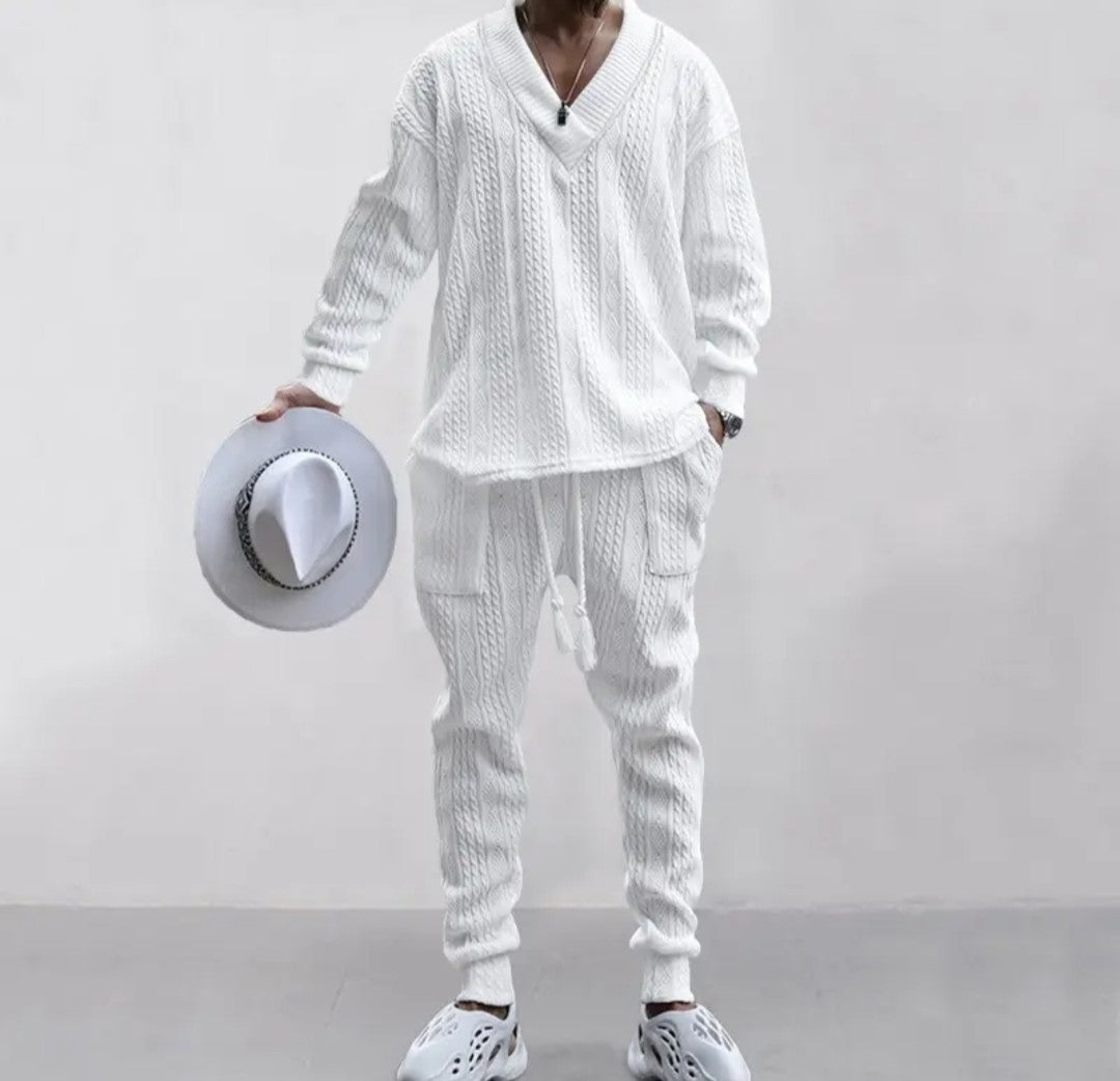 (Free Shipping)(Tariffs included in price) Stylish Jacquard Set For Men Soft Fabric With Stretch Fit Perfect For Relaxing or Casual Occasions