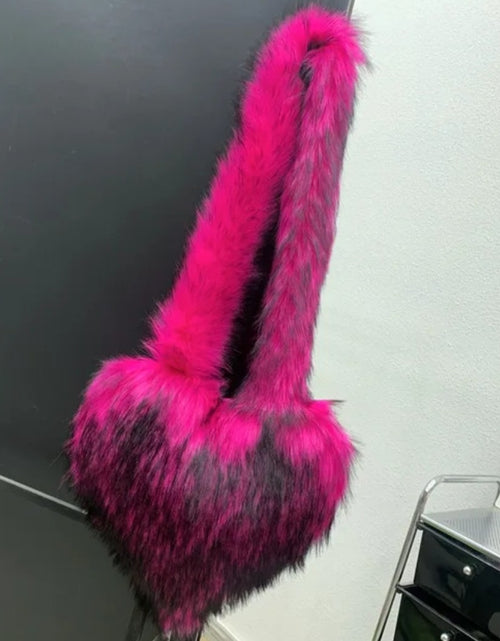 Load image into Gallery viewer, (Free Shipping)(Tariffs included in price) Woman's Faux Fur Heart Shaped Shoulder Crossbody Bag Winter Fur HandBags for women Female Clutch Purse Messenger Bag
