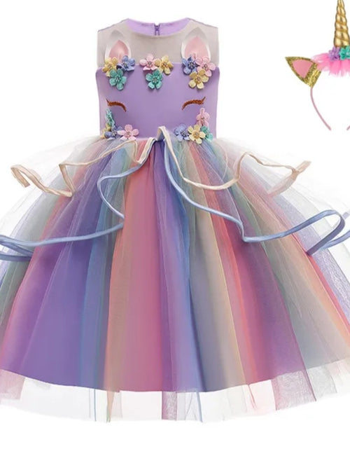Load image into Gallery viewer, (Free Shipping)(Tariffs included in price) Children's Unicorn Party Princess  Dress Flower Girl Kids Wedding Party Dress
