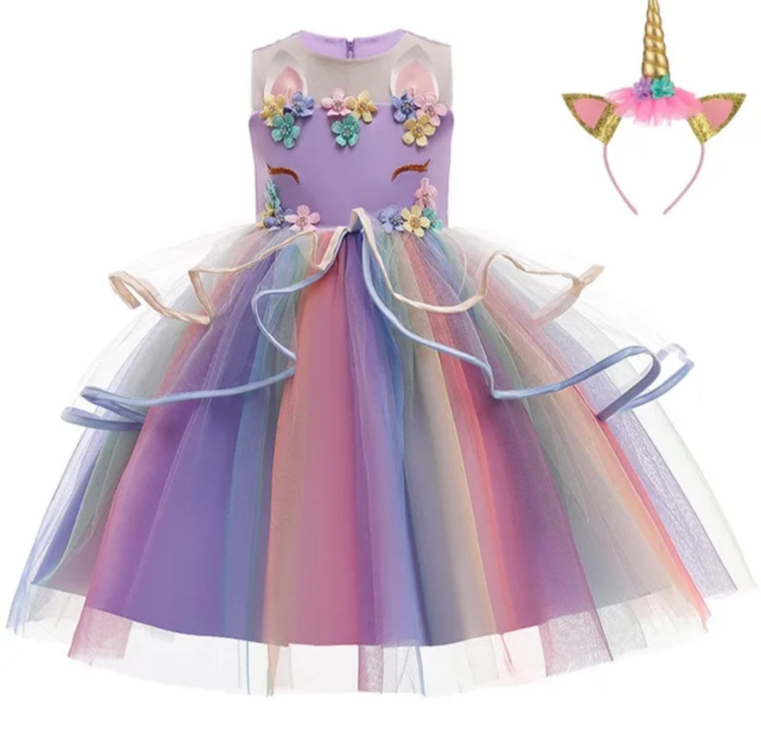 (Free Shipping)(Tariffs included in price) Children's Unicorn Party Princess  Dress Flower Girl Kids Wedding Party Dress