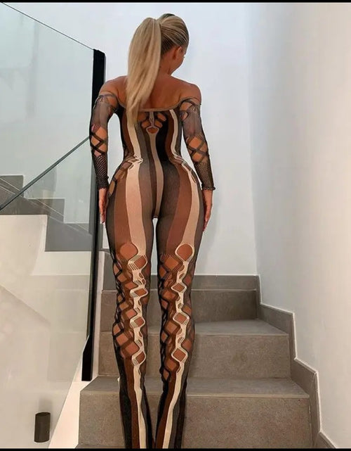 Load image into Gallery viewer, (Free Shipping)(Tariffs included in price) Sexy Hollowed Out Long Sleeve Jumpsuit Women's Romper Slim Off Shoulder Playsuit
