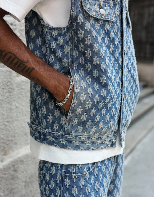 Load image into Gallery viewer, (Free Shipping)(Tariffs included in price)Autumn Winter Oversized 2-Piece Sleeveless Denim Jacket Baggy Trousers Streetwear Style Mid-Waist Breathable Washable Woven
