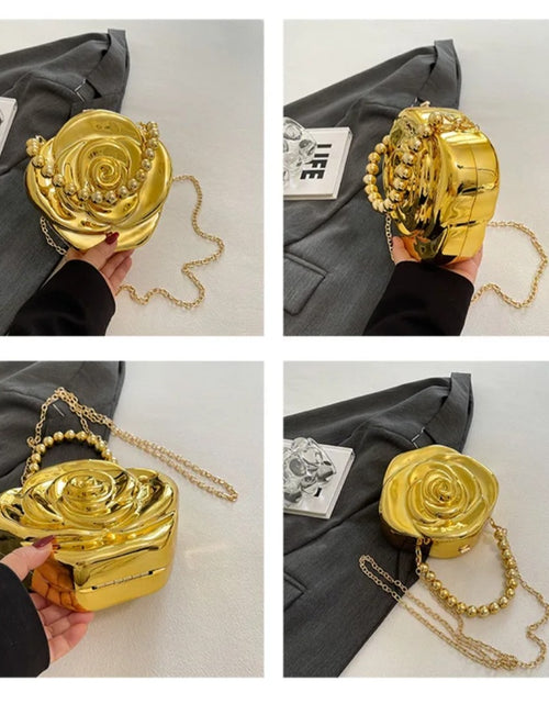 Load image into Gallery viewer, (Free Shipping)(Tariffs included in price) Luxury Acrylic Evening Bag for Women Fashionable Rose Flower Shaped Elegant Handbags Beads Chain Shoulder Cross Body
