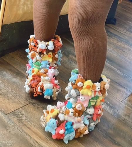 Animal Plushie Boots Teddy Bear Boots (Toddler/Little Kid/Big Kid/Women's) Stuffed Animal Shoes Winter Boots Cosplay Unique Shoes for Girls / Women