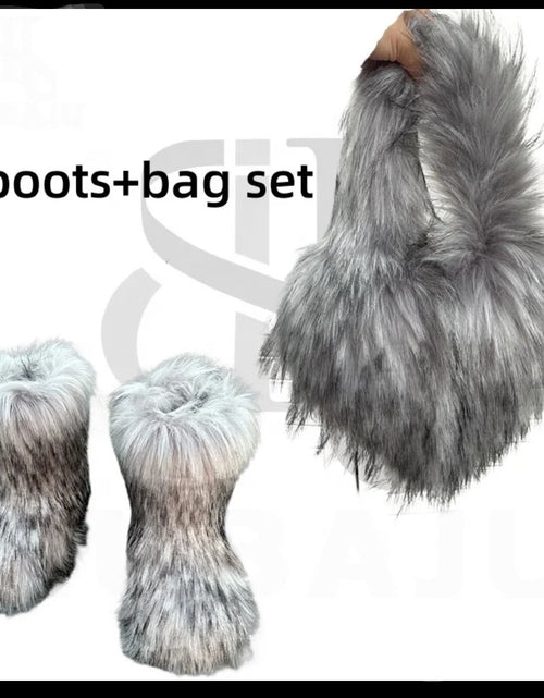 Load image into Gallery viewer, (Free Shipping)(Tariffs included in price) Girls Fluffy Faux Fox Fur Boots Winter Woman Plush Warm Snow Bootas Luxury Footwear Furry Fur Boots
