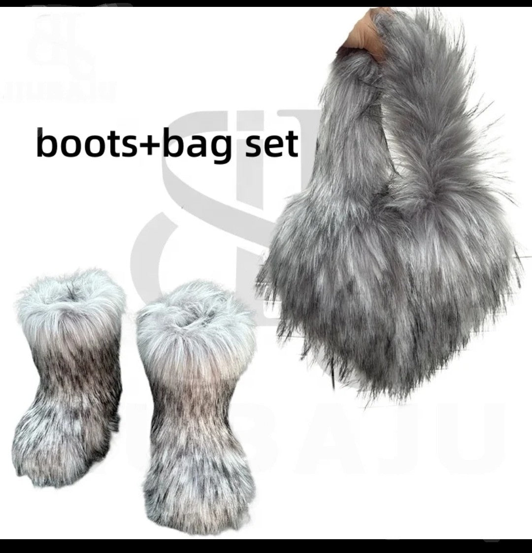 (Free Shipping)(Tariffs included in price) Girls Fluffy Faux Fox Fur Boots Winter Woman Plush Warm Snow Bootas Luxury Footwear Furry Fur Boots