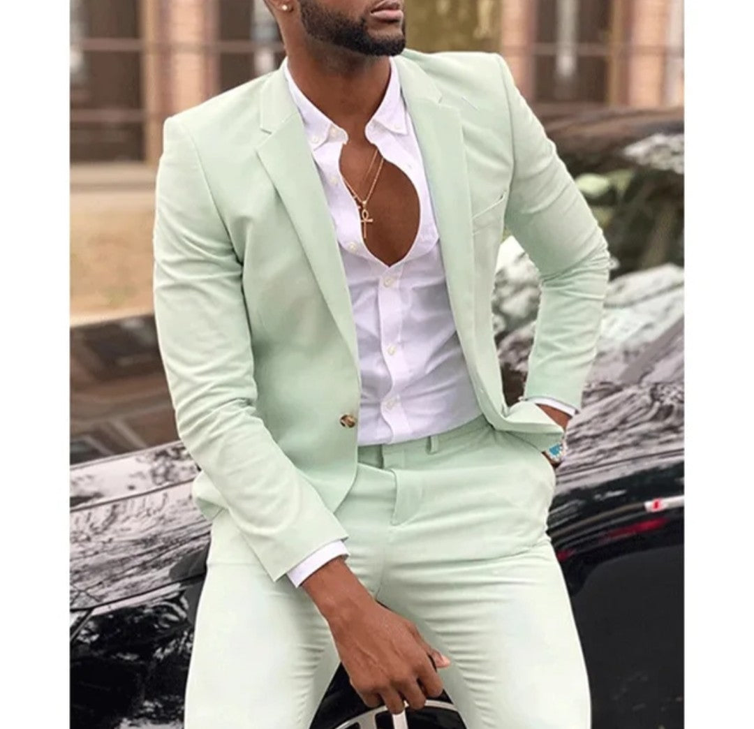 (Free Shipping)Men's 2 Piece Plaid Blazer Digital Print Suit Jacket with Zipper Fly Business Style