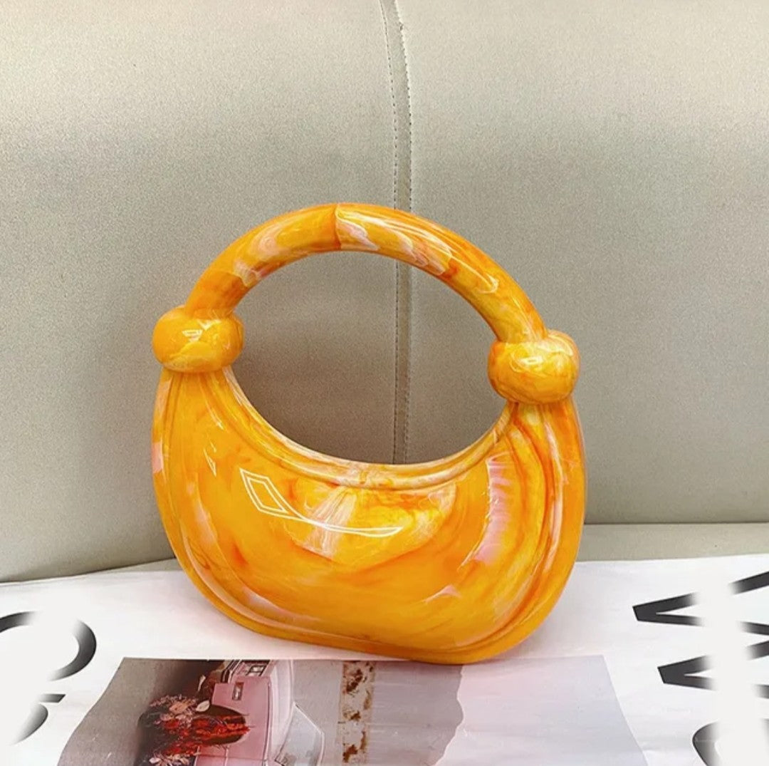 (Free Shipping)(Tariffs included in price) Luxury Women's Marble Grain Evening Clutch Handbag Acrylic Bag with Chain Decoration Wedding Parties Valentine's Day gift purse