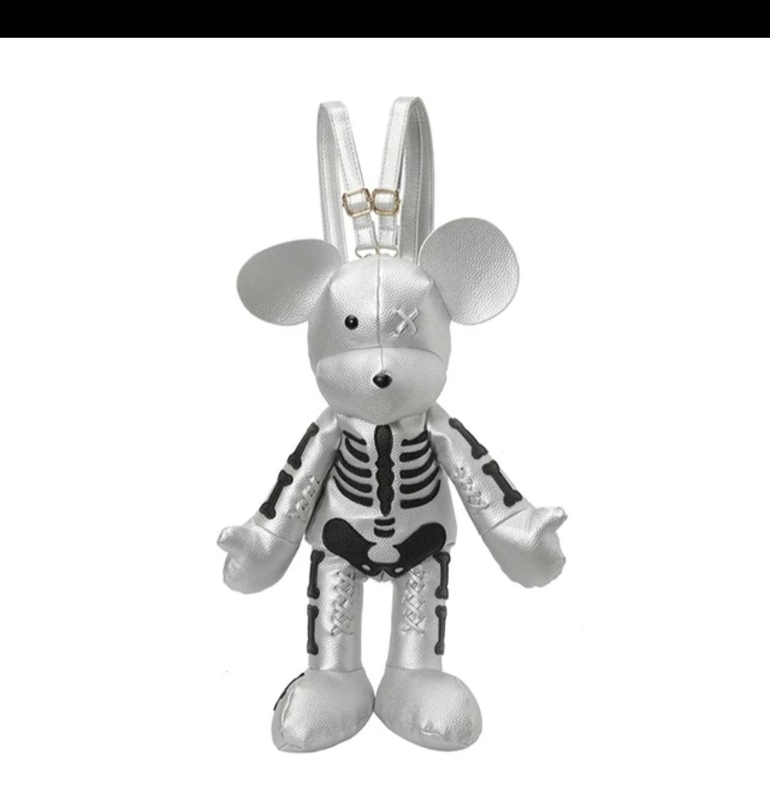 (Free Shipping)(Tariffs included in price) Funny Mouse Bear Backpack PU Leather Artistic Personality Thriller Single Shoulder Crossbody Backpack Halloween Backpacks