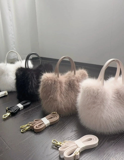 Load image into Gallery viewer, Large Capacity Bucket Bag Fashion Imitation Rabbit Fur Plush Bag Underarm Shoulder Tote Bags Winter Faux Fur Designer Handbag
