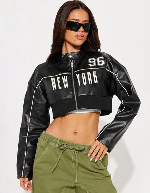 Load image into Gallery viewer, (Free Shipping)(Tariffs included in price) Fall Winter PU Leather Women's Coats Crop Top Cool Girls Motorcycle Jacket
