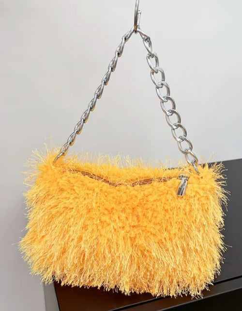 Load image into Gallery viewer, (Free Shipping) Plush Women's Hobos Underarm Bag Hot Girls Furry Clutch Shoulder Bag Luxury Faux Fur Female Fluffy Armpit Handbag
