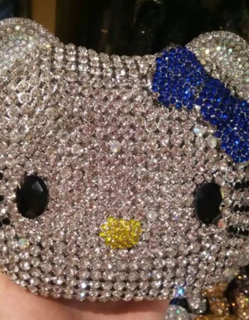 Load image into Gallery viewer, (Free Shipping)(Tariffs included in price) Kitty Head Anime Diamond Evening Clutch Rhinestone Bags New Gorgeous Unique Metallic Rhinestone Purses Wedding Clutches

