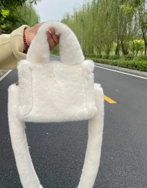 Load image into Gallery viewer, (Free Shipping) Women's Soft Plush Hand Bag Solid Color Tote Female Large Capacity Fur Underarm Bags Furry Fluffy Shoulder Crossbody Bag
