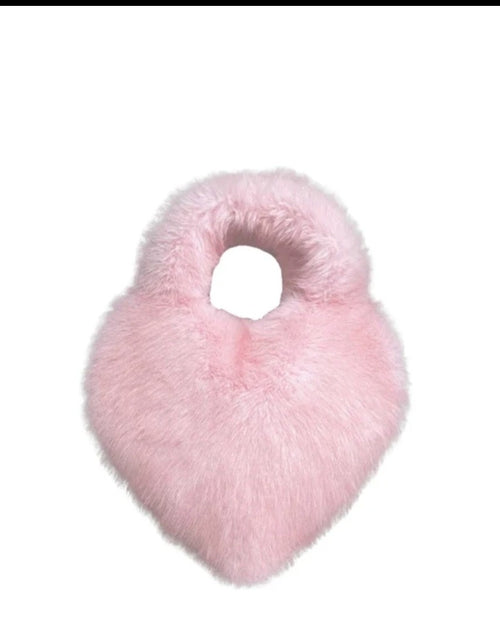 Load image into Gallery viewer, (Free Shipping)(Tariffs included in price) Fuax Fur Feather Love Heart Shaped Underarm Bag Ladies Trendy Long Tassel Plush Shoulder Bag Large Capacity Tote Handbag
