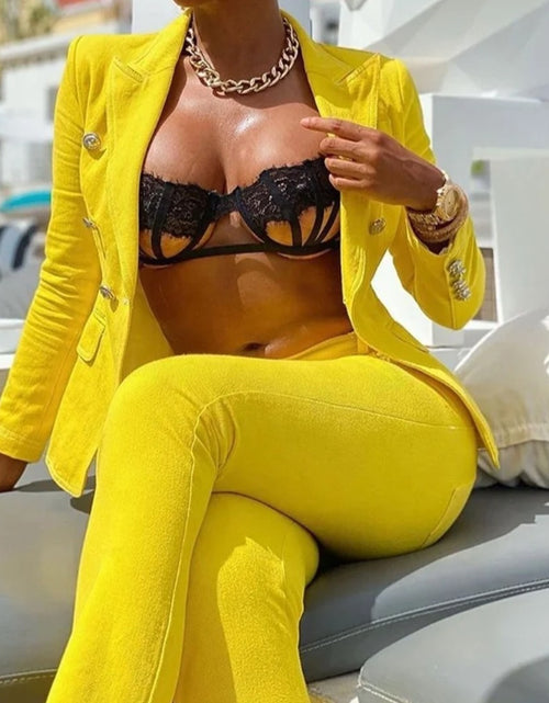 Load image into Gallery viewer, (Free Shipping)(Tariffs included in price) New Formal Outfit Set Plain Lady Blazer And Long Pants Blazers Suits Two Pieces Women Suit
