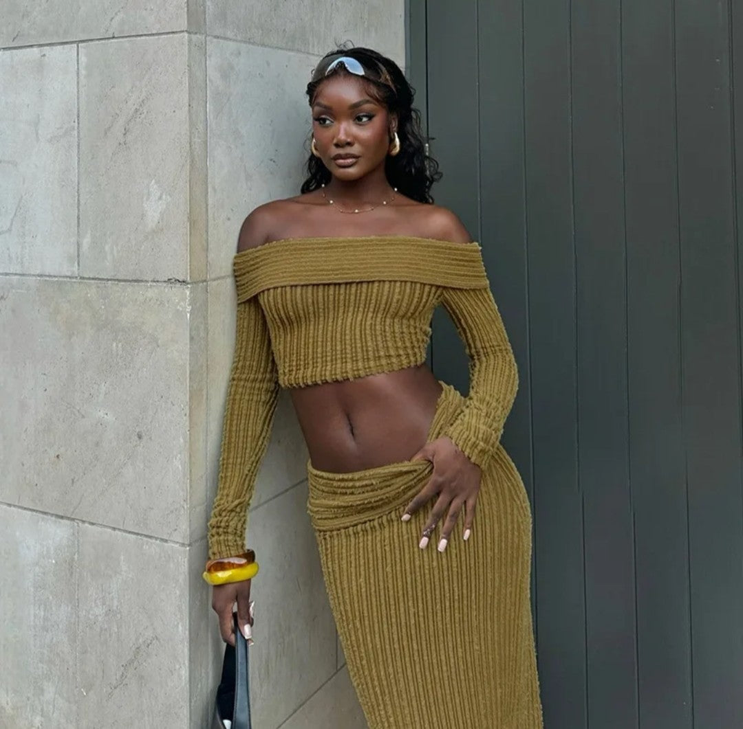 (Free Shipping)(Tariffs included in price) New slim fit top over skirt long sleeve suit for women