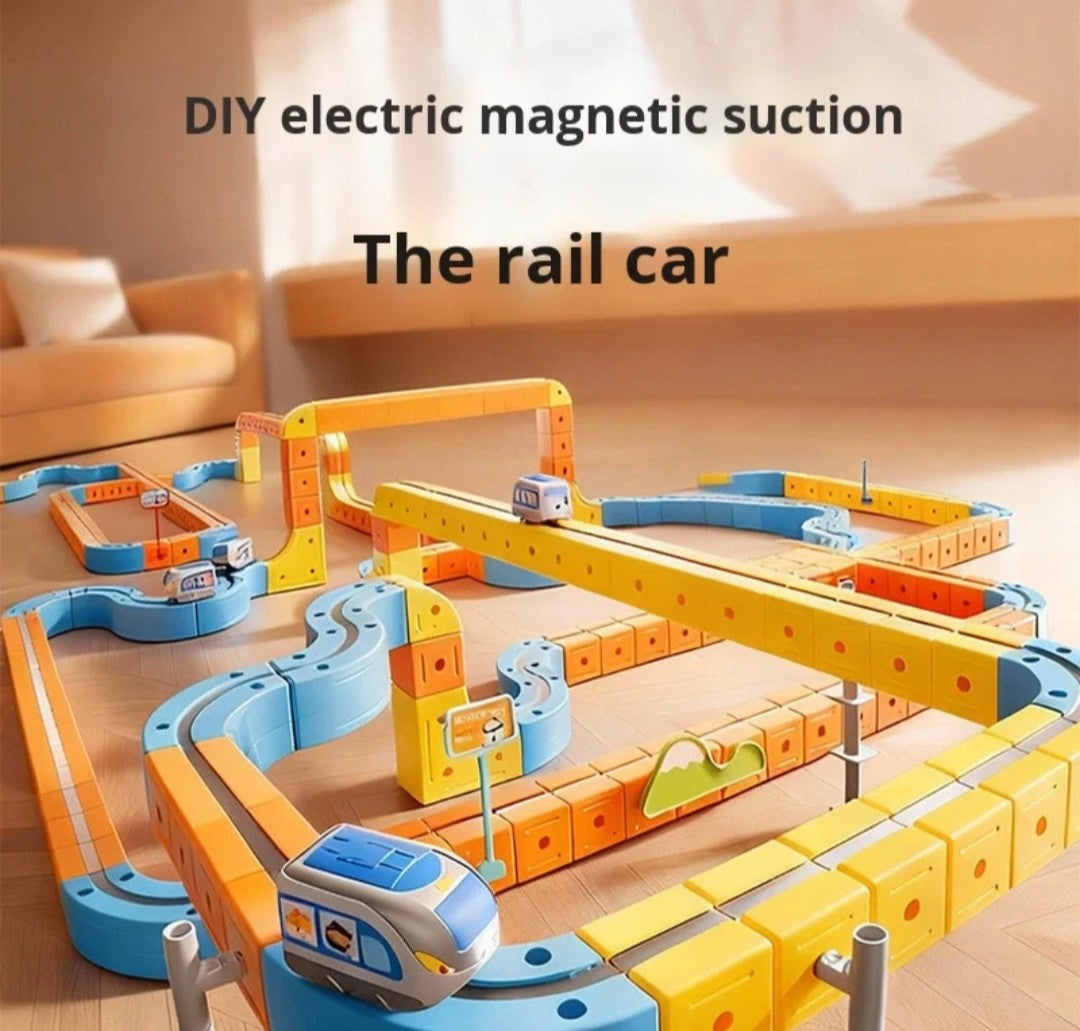 (Free Shipping)(Tariffs included in price)184 PC Plastic Magnetic Train Track Building DIY Kids Toy Set