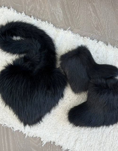 Load image into Gallery viewer, (Free Shipping)(Tariffs included in price) Fashion Forward Fur Shoulder Handbags Spicy Girls Faux Fur Boots and Bag Set Women Purse Furry Boots Matching Set
