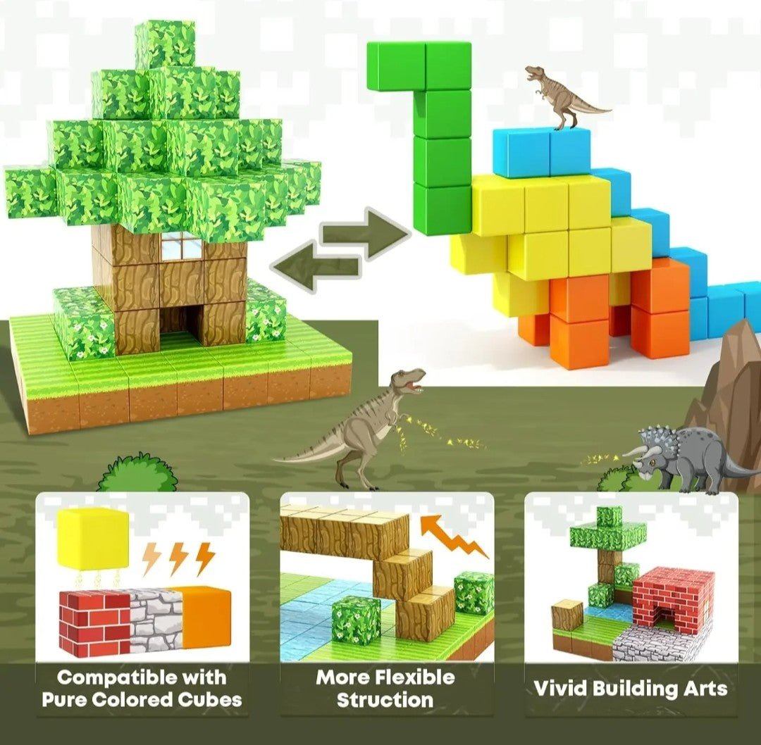 (Free Shipping)(Tariffs included in price) 93 piece magnetic building cube set for boys and girls age 3+ DIY model creative children's Stem sensory toy