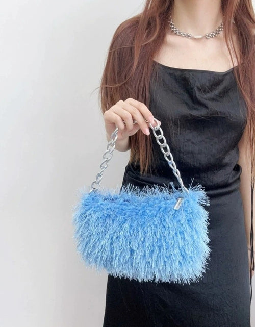 Load image into Gallery viewer, (Free Shipping) Plush Women's Hobos Underarm Bag Hot Girls Furry Clutch Shoulder Bag Luxury Faux Fur Female Fluffy Armpit Handbag
